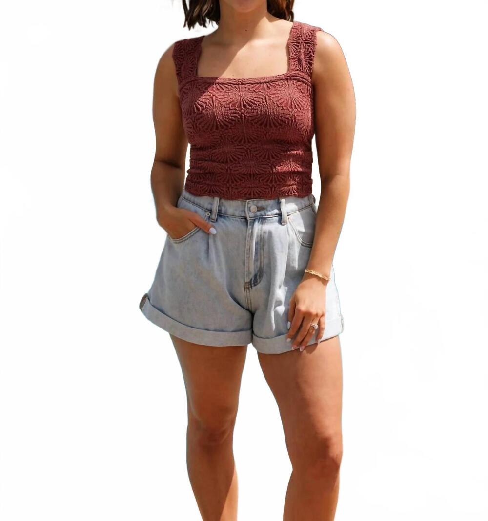 NEW MIOU MUSE avah cuffed shorts in denim wash